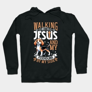 Jesus and dog - English Foxhound Hoodie